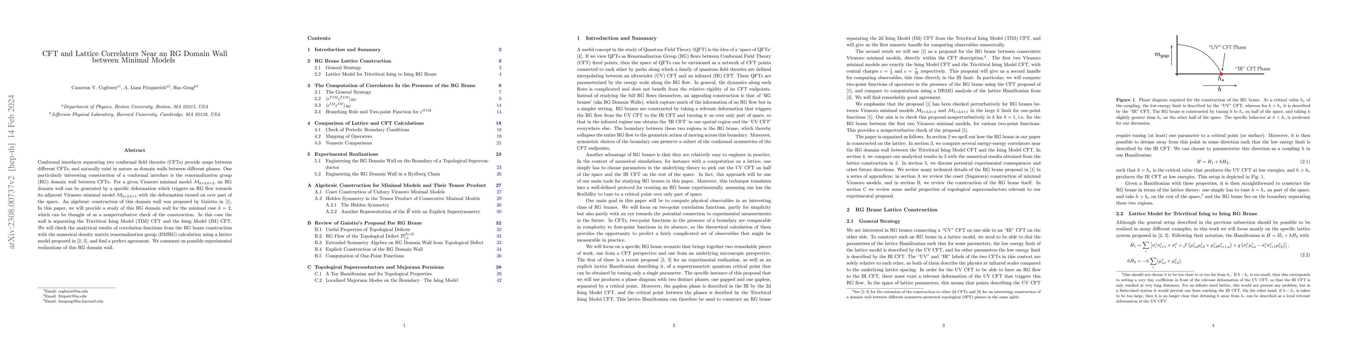Thumbnail for CFT and Lattice Correlators Near an RG Domain Wall between Minimal
  Models