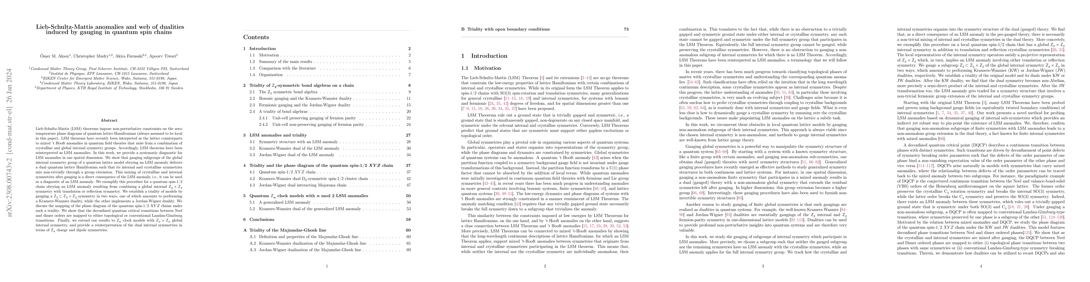 Thumbnail for Lieb-Schultz-Mattis anomalies and web of dualities induced by gauging in
  quantum spin chains