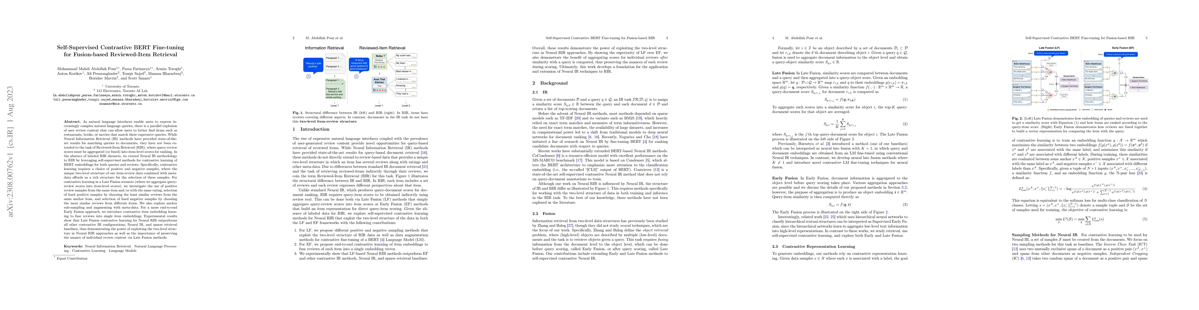 Thumbnail for Self-Supervised Contrastive BERT Fine-tuning for Fusion-based
  Reviewed-Item Retrieval