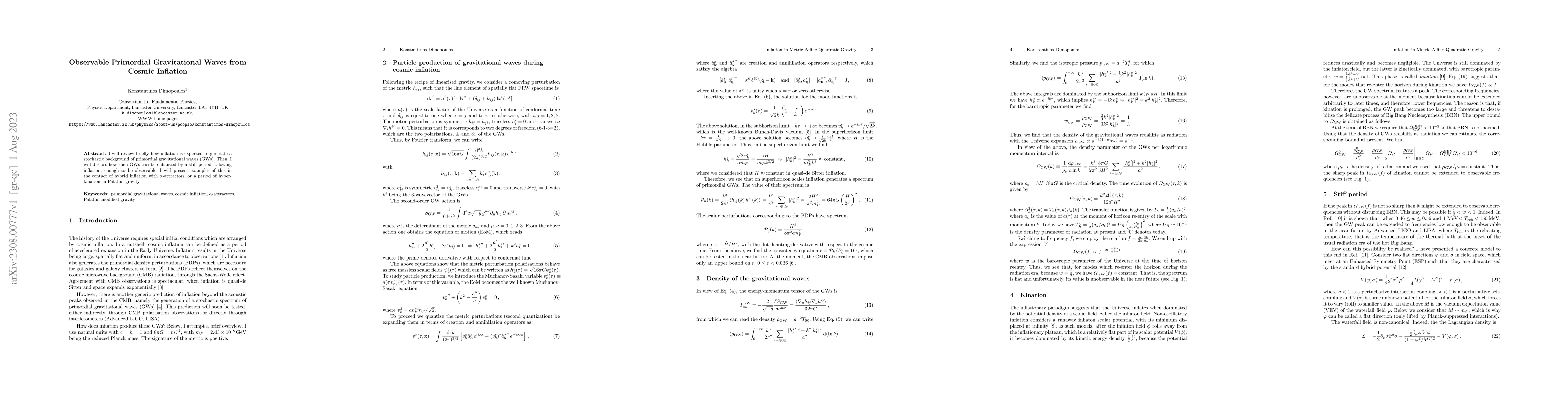 Thumbnail for Observable Primordial Gravitational Waves from Cosmic Inflation