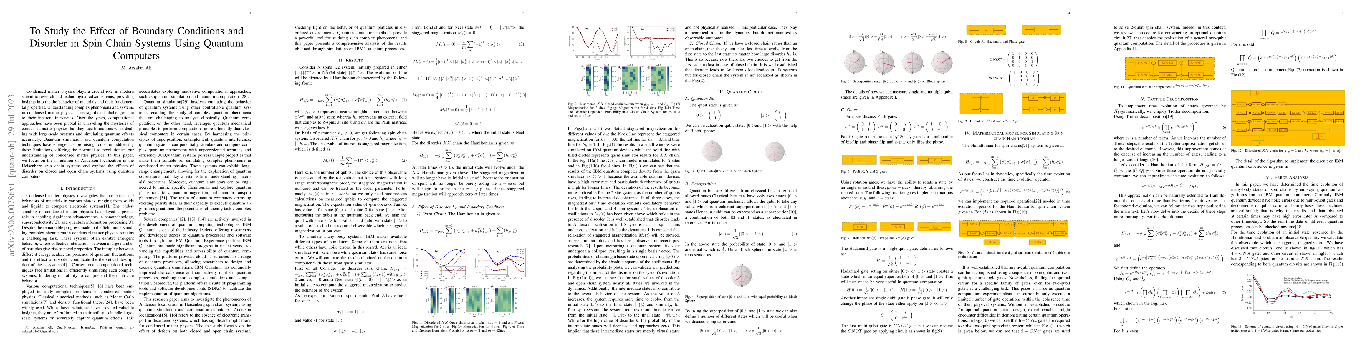 Thumbnail for To Study the Effect of Boundary Conditions and Disorder in Spin Chain
  Systems Using Quantum Computers