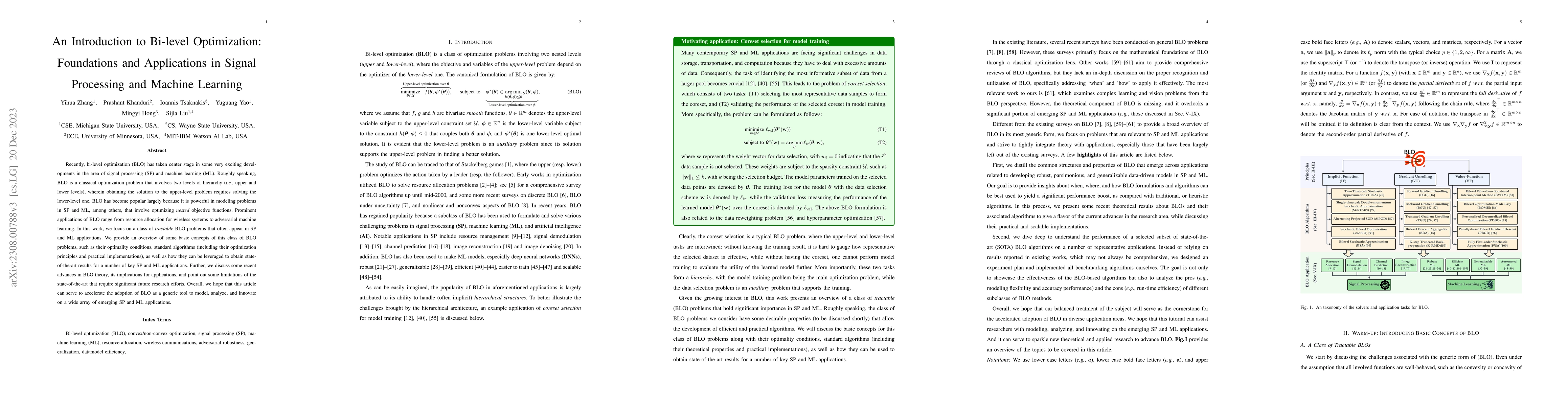 Thumbnail for An Introduction to Bi-level Optimization: Foundations and Applications
  in Signal Processing and Machine Learning