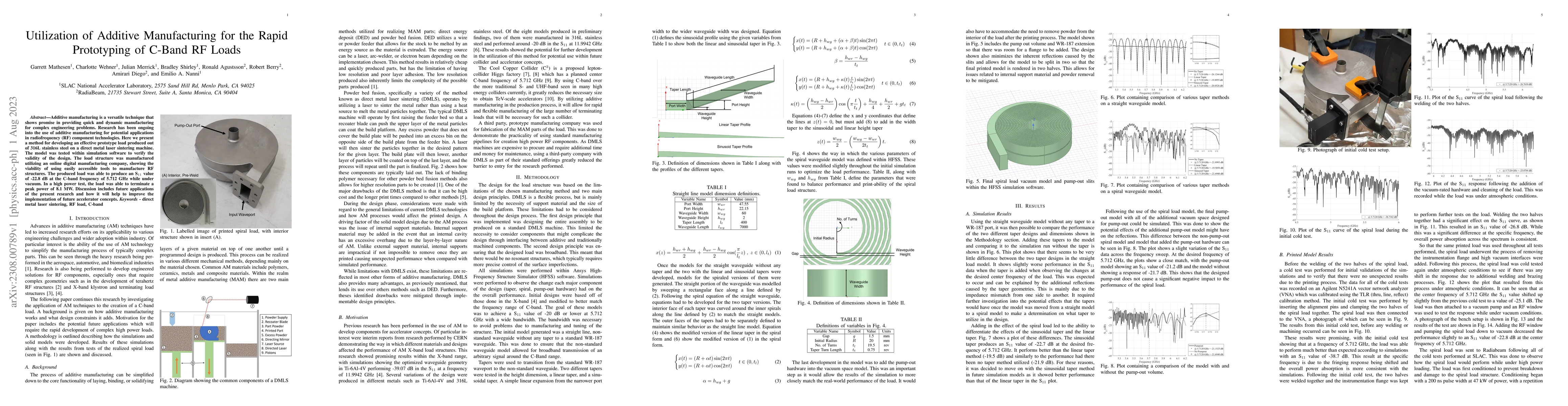 Thumbnail for Utilization of Additive Manufacturing for the Rapid Prototyping of
  C-Band RF Loads