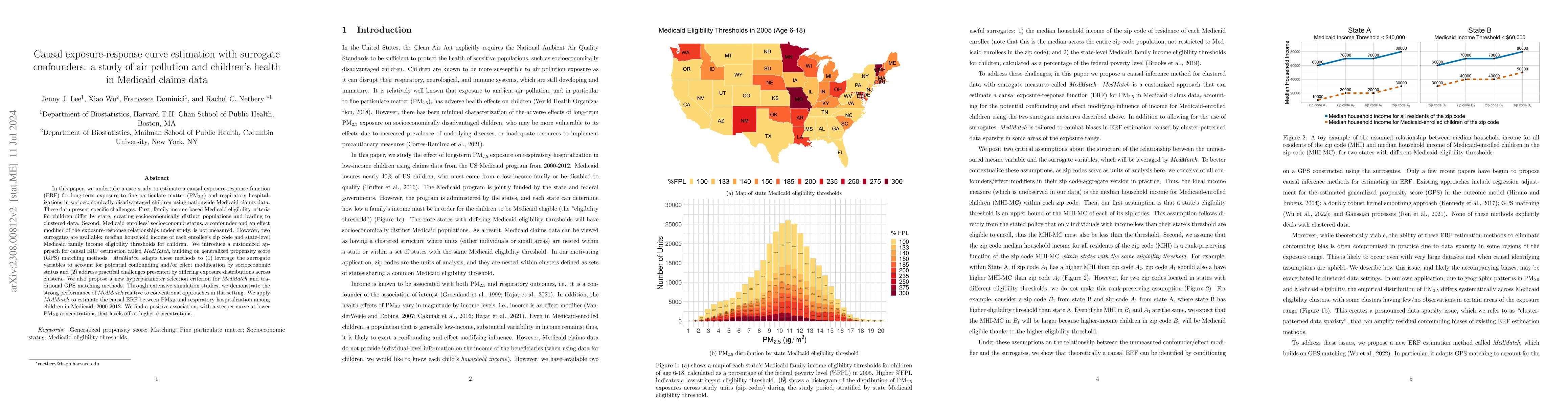 Thumbnail for Causal exposure-response curve estimation with surrogate confounders: a
  study of air pollution and children's health in Medicaid claims data