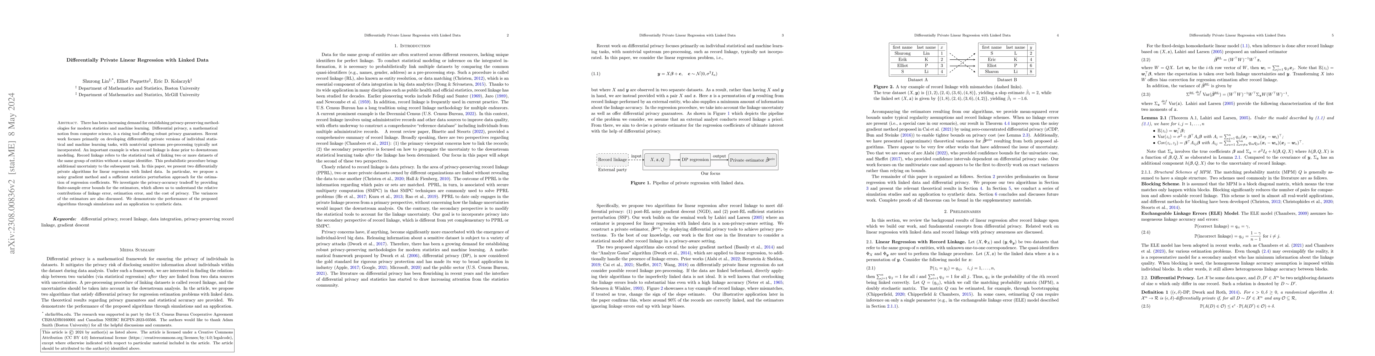 Thumbnail for Differentially Private Linear Regression with Linked Data