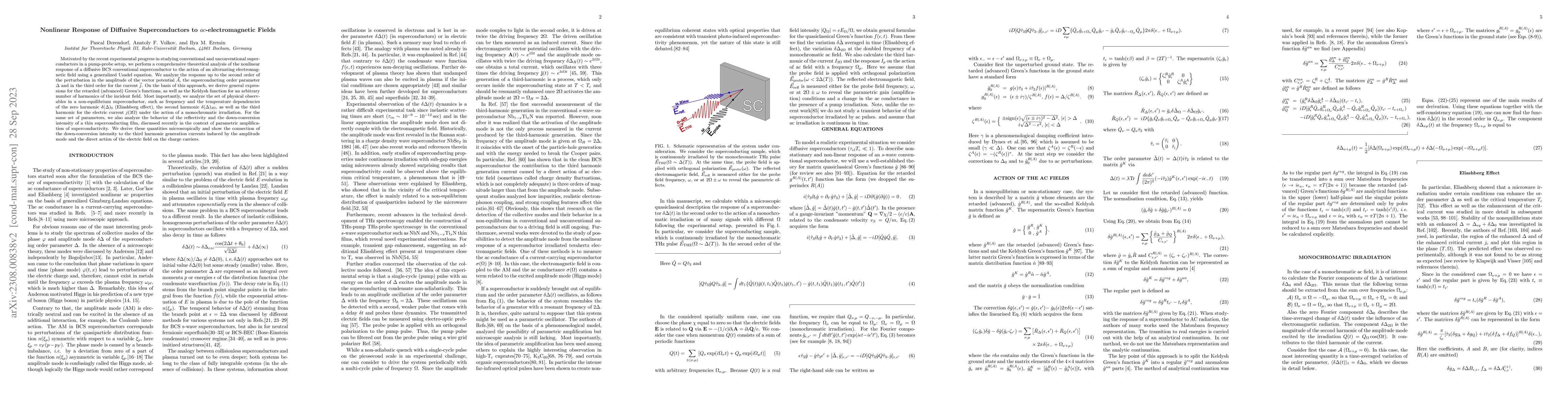 Thumbnail for Nonlinear Response of Diffusive Superconductors to $ac$-electromagnetic
  Fields