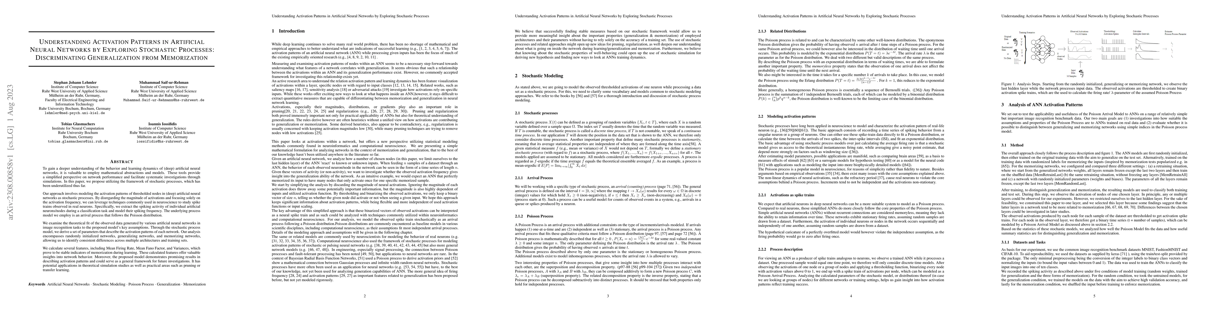 Thumbnail for Understanding Activation Patterns in Artificial Neural Networks by
  Exploring Stochastic Processes