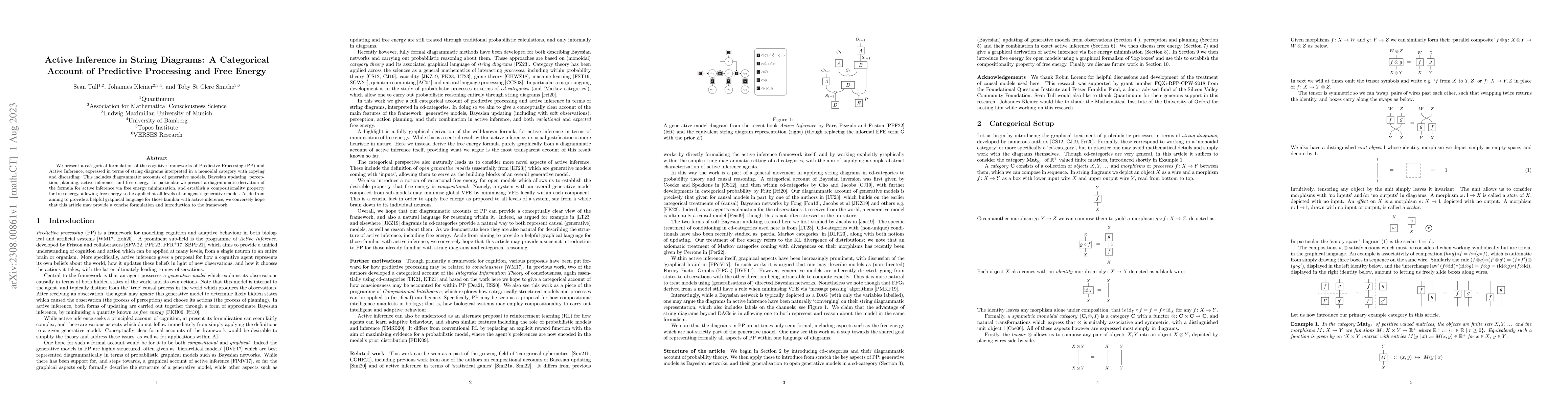 Thumbnail for Active Inference in String Diagrams: A Categorical Account of Predictive
  Processing and Free Energy
