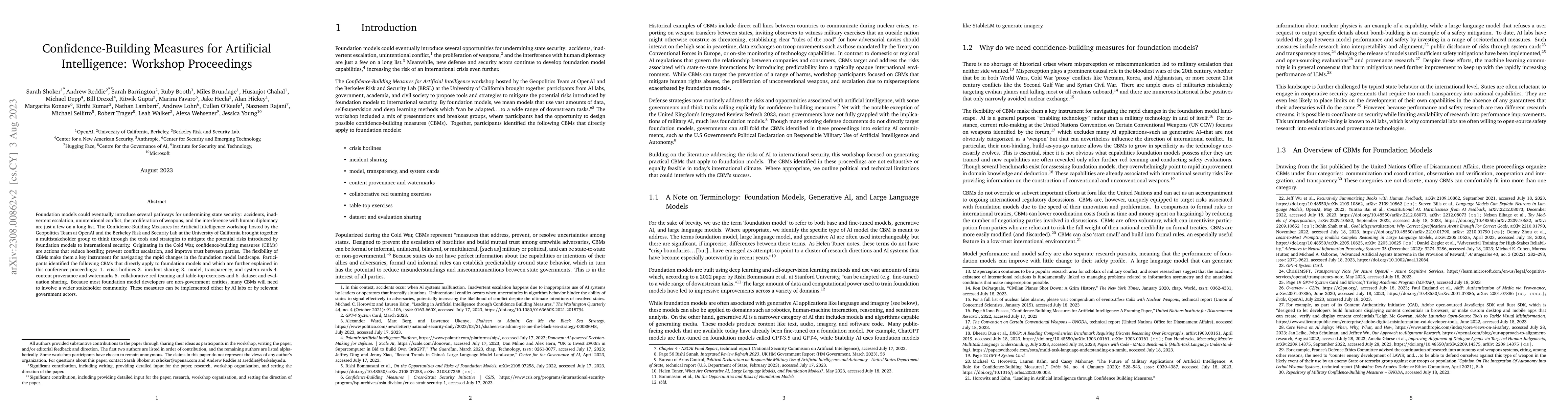 Thumbnail for Confidence-Building Measures for Artificial Intelligence: Workshop
  Proceedings