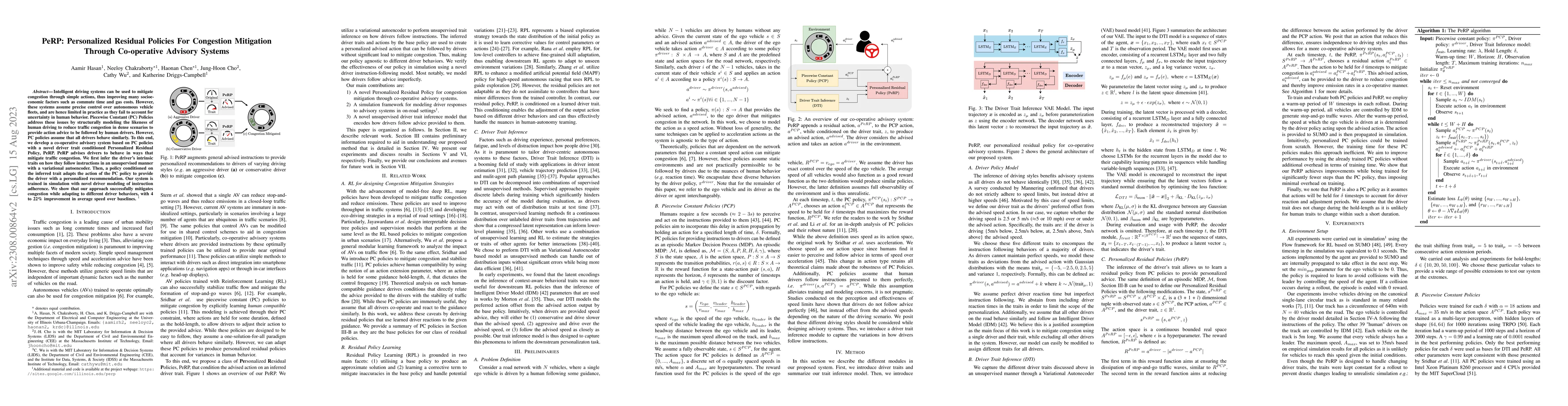 Thumbnail for PeRP: Personalized Residual Policies For Congestion Mitigation Through
  Co-operative Advisory Systems