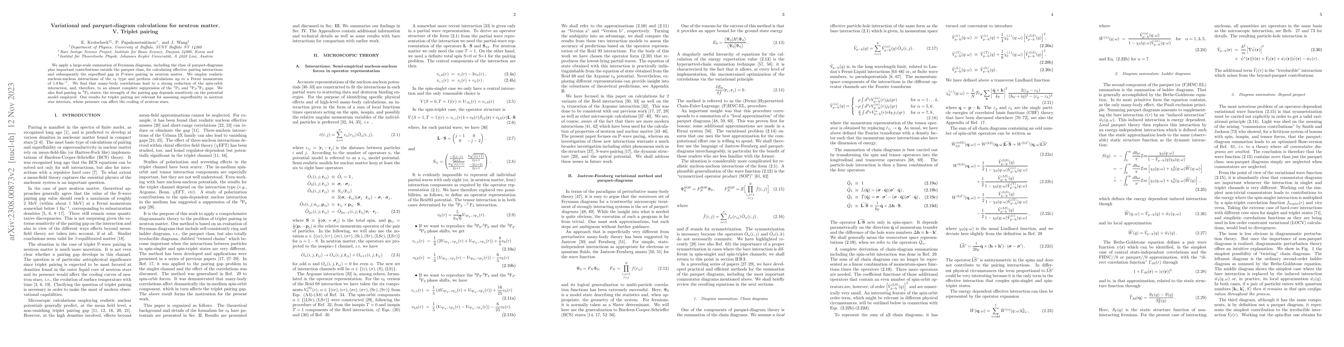 Thumbnail for Variational and parquet-diagram calculations for neutron matter. V.
  Triplet pairing