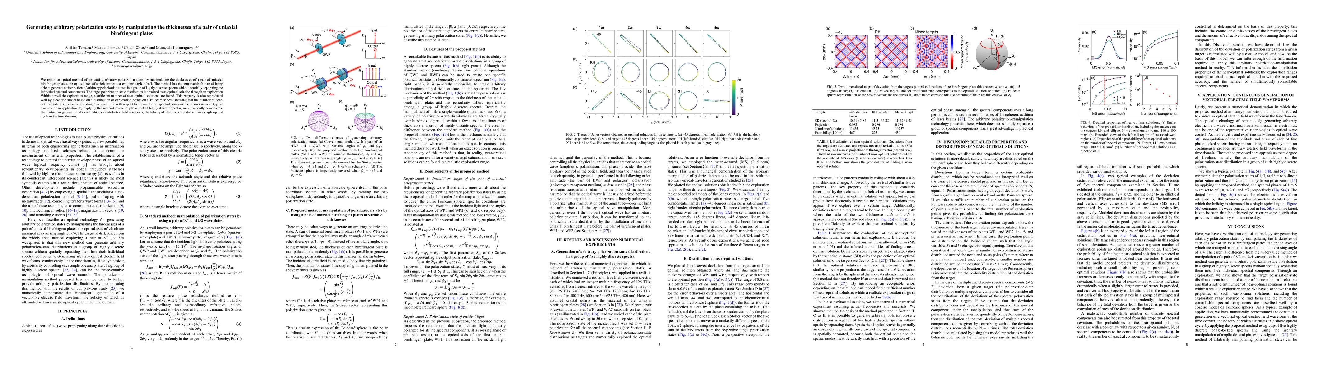 Thumbnail for Generating arbitrary polarization states by manipulating the thicknesses
  of a pair of uniaxial birefringent plates