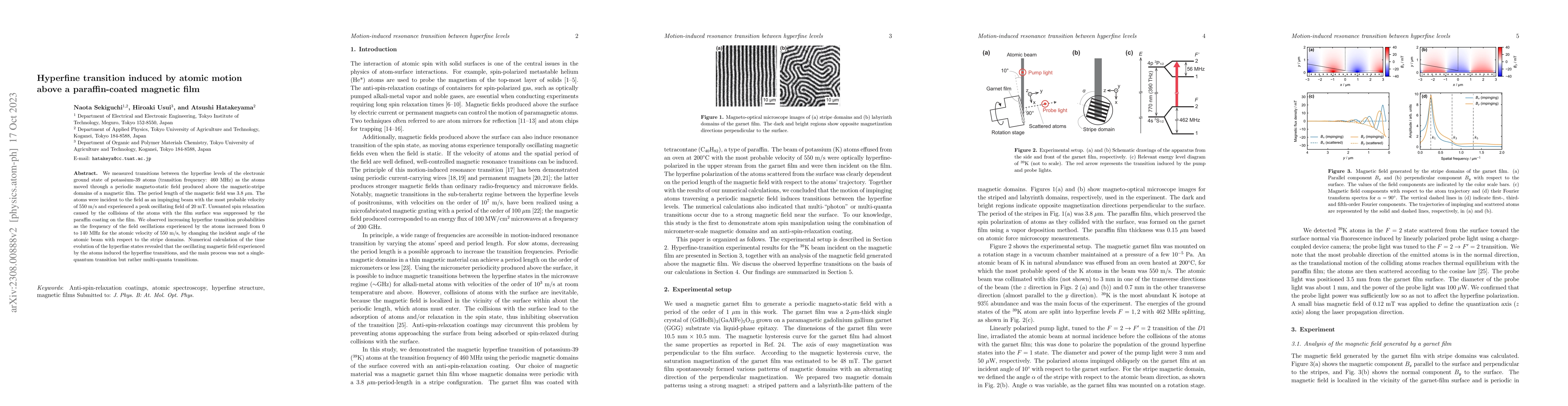 Thumbnail for Hyperfine transition induced by atomic motion above a paraffin-coated
  magnetic film
