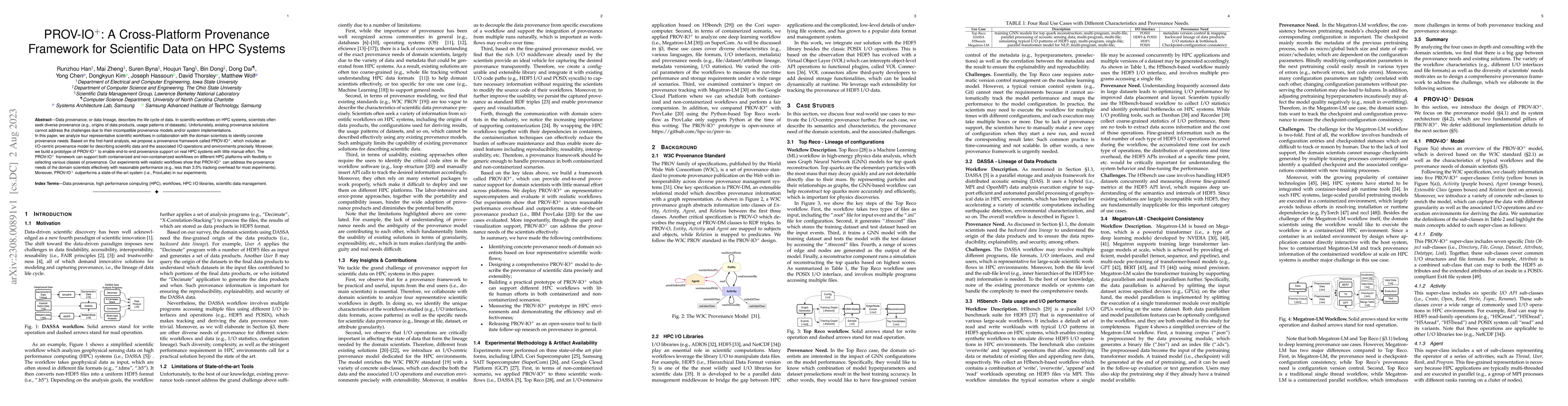 Thumbnail for PROV-IO+: A Cross-Platform Provenance Framework for Scientific Data on
  HPC Systems