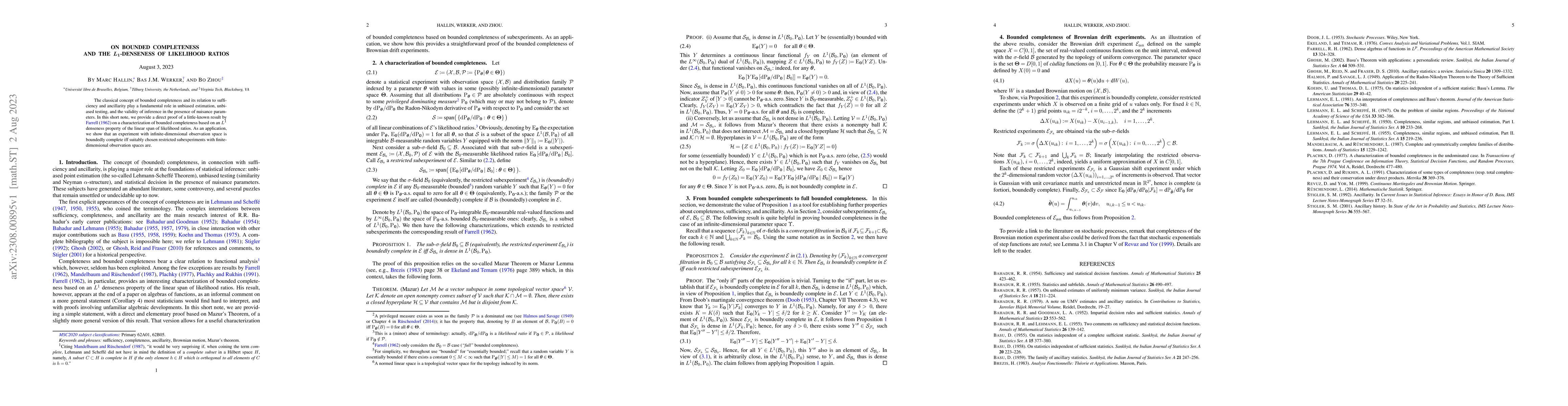Thumbnail for On Bounded Completeness and the $L_1$-Denseness of Likelihood Ratios