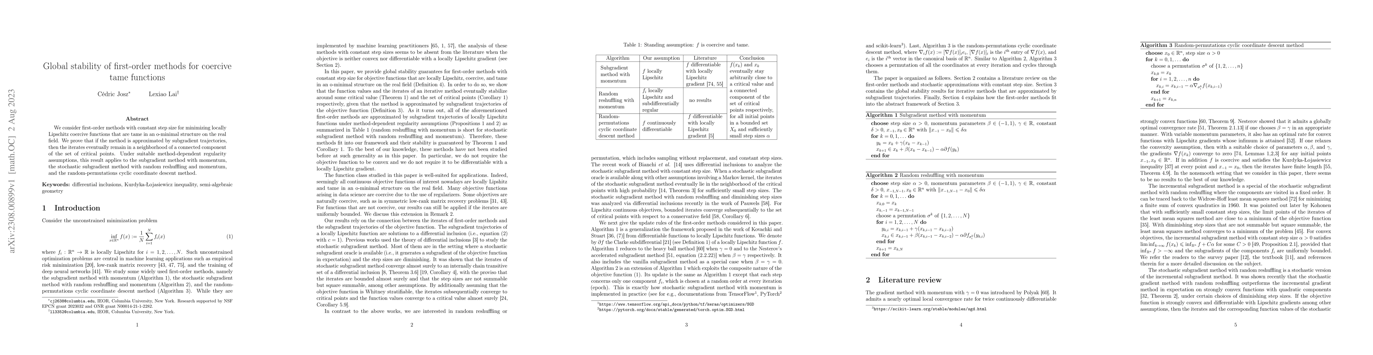 Thumbnail for Global stability of first-order methods for coercive tame functions