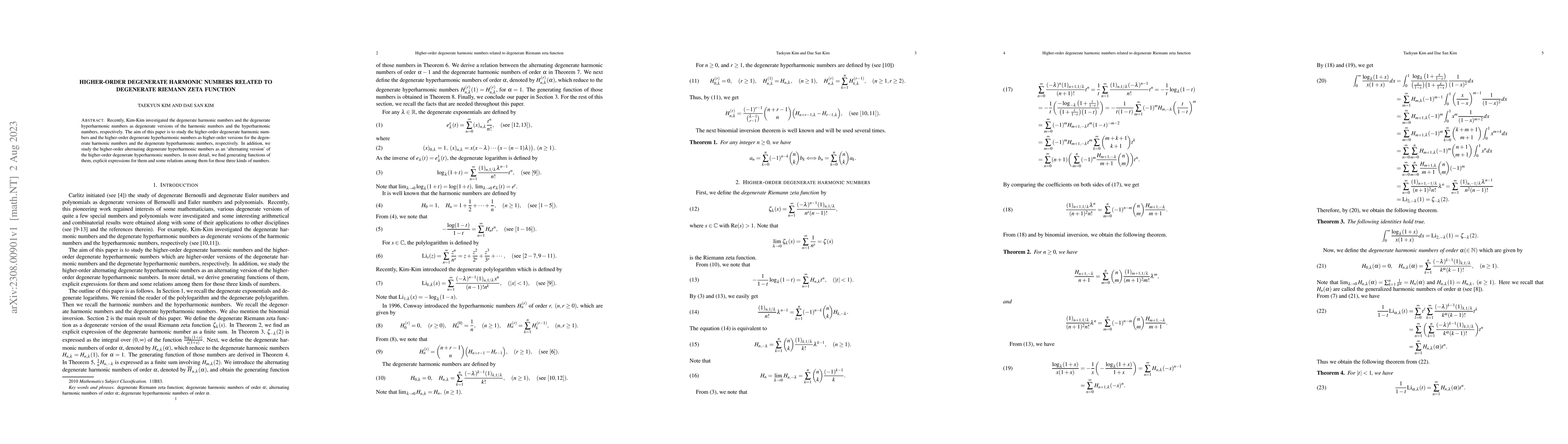 Thumbnail for Higher-order degenerate harmonic numbers related to degenerate Riemann
  zeta function
