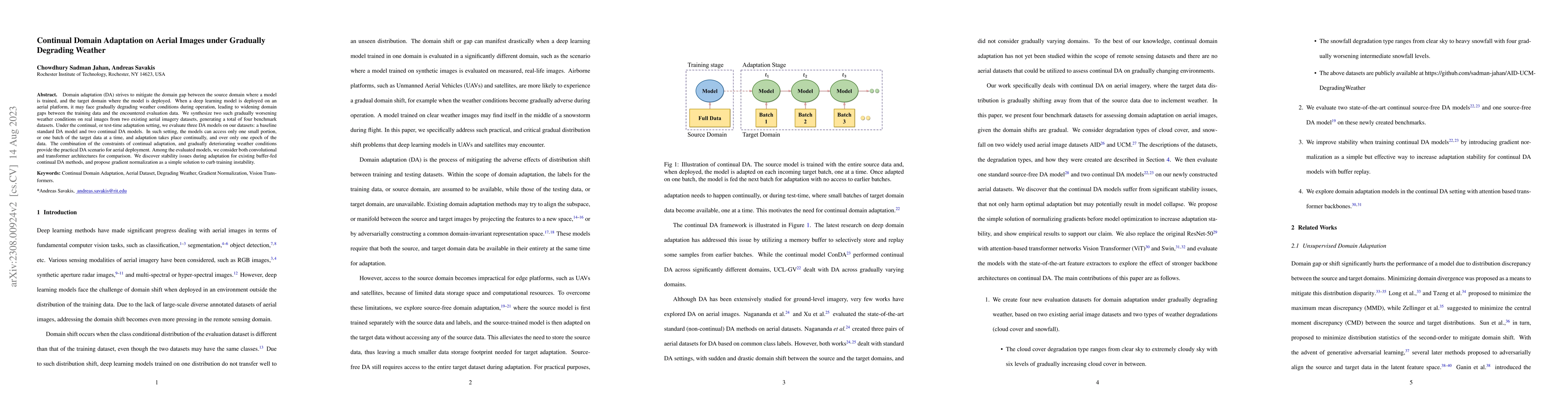 Thumbnail for Continual Domain Adaptation on Aerial Images under Gradually Degrading
  Weather