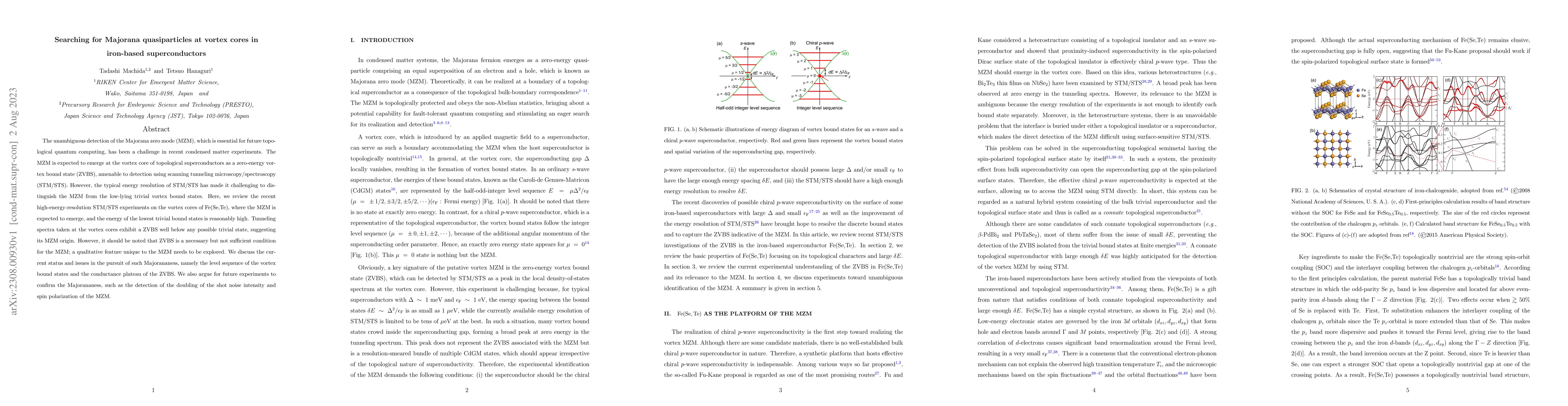 Thumbnail for Searching for Majorana quasiparticles at vortex cores in iron-based
  superconductors