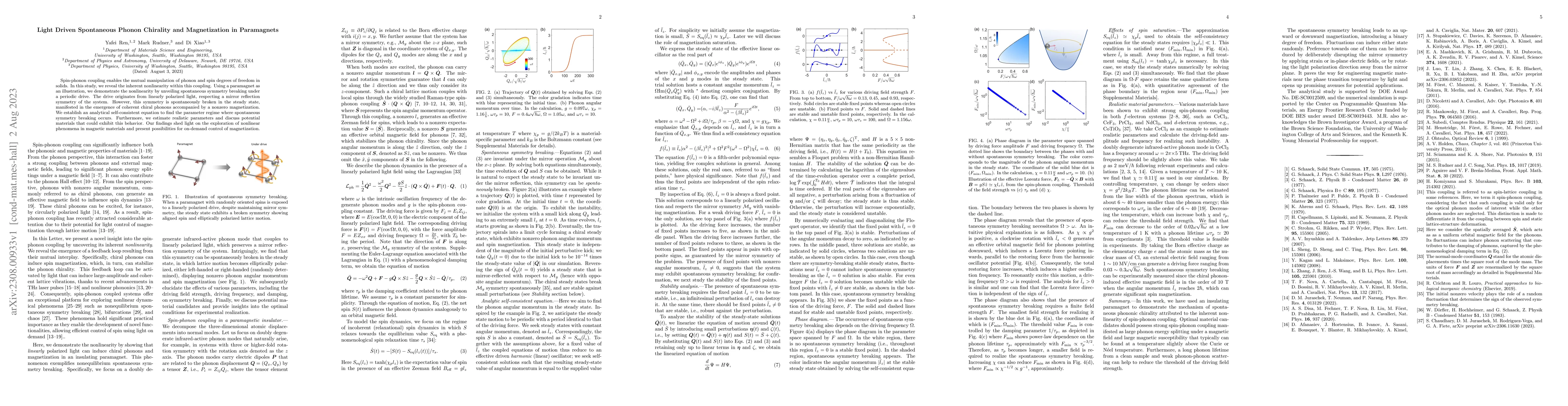 Thumbnail for Light Driven Spontaneous Phonon Chirality and Magnetization in
  Paramagnets