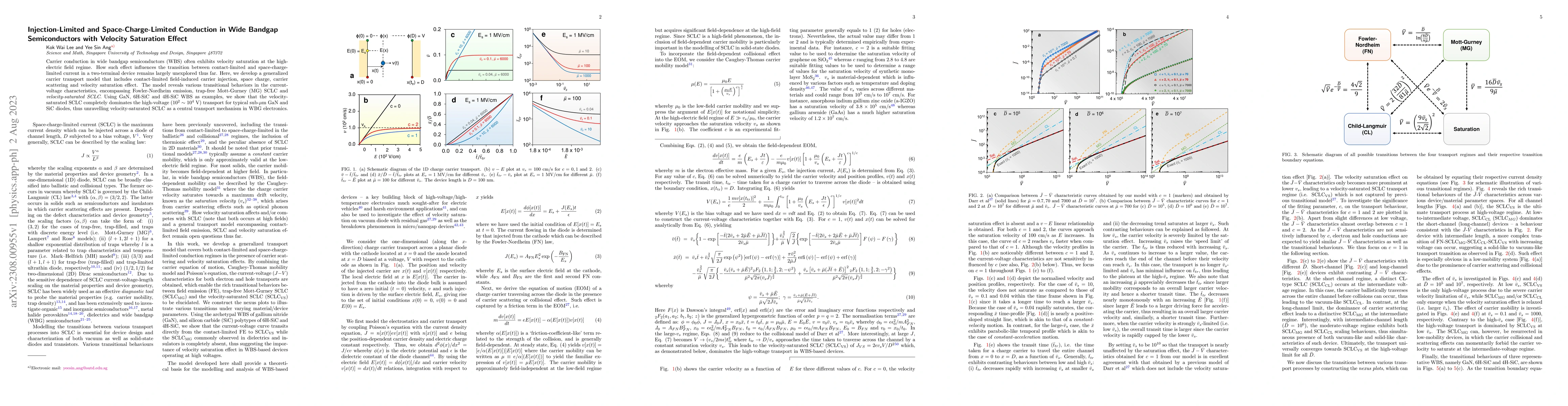 Thumbnail for Injection-Limited and Space-Charge-Limited Conduction in Wide Bandgap
  Semiconductors with Velocity Saturation Effect
