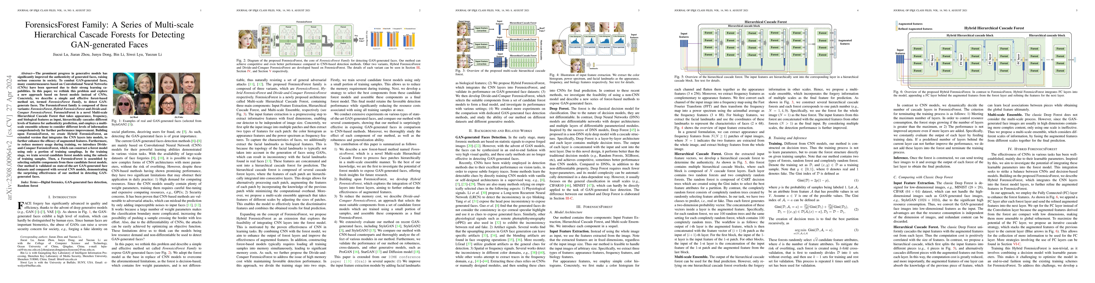 Thumbnail for ForensicsForest Family: A Series of Multi-scale Hierarchical Cascade
  Forests for Detecting GAN-generated Faces