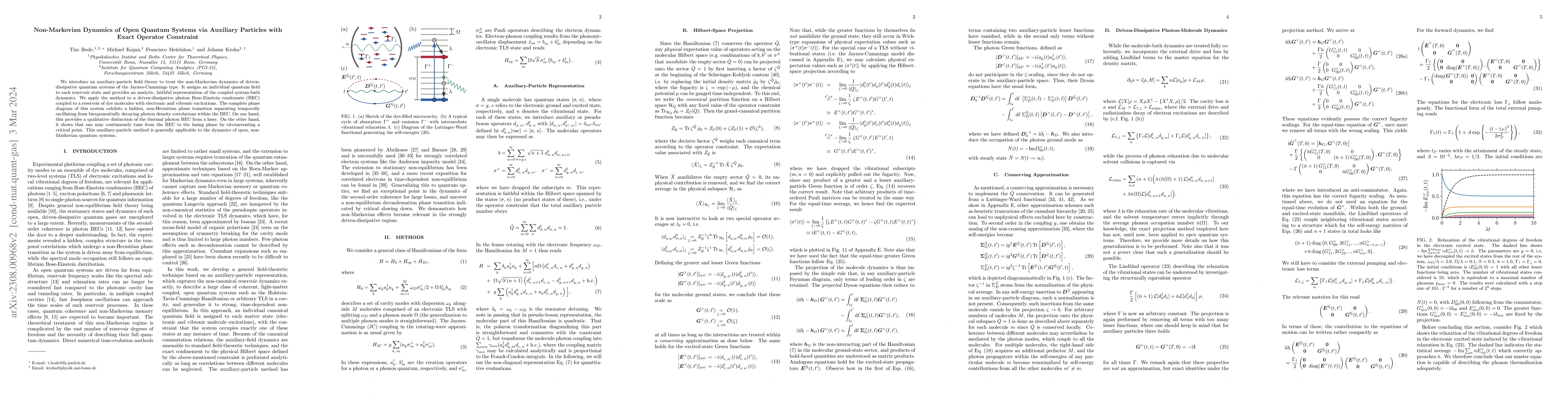 Thumbnail for Non-Markovian Dynamics of Open Quantum Systems via Auxiliary Particles
  with Exact Operator Constraint