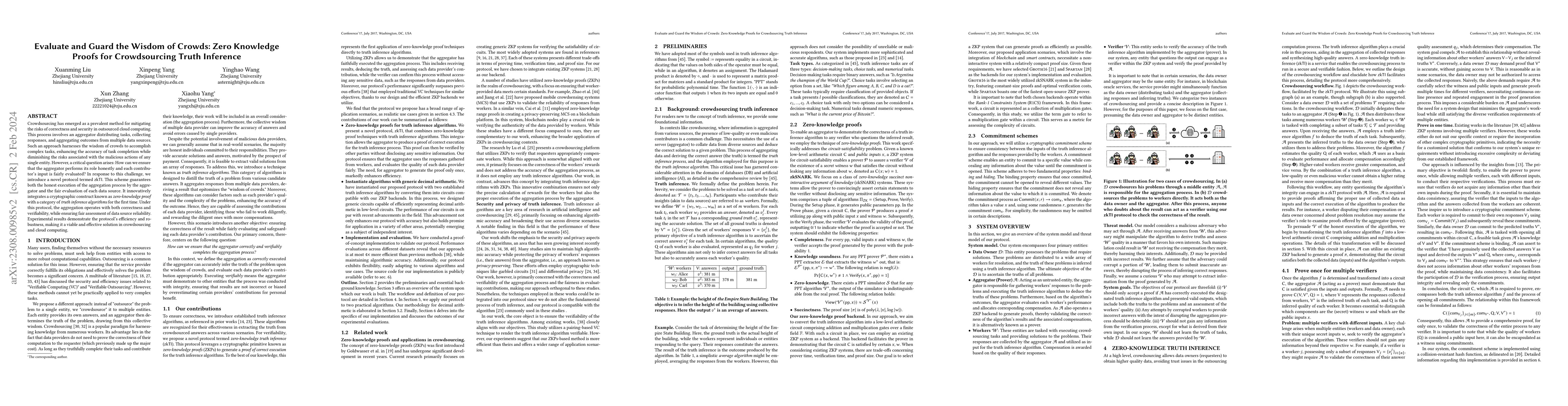 Thumbnail for Evaluate and Guard the Wisdom of Crowds: Zero Knowledge Proofs for
  Crowdsourcing Truth Inference