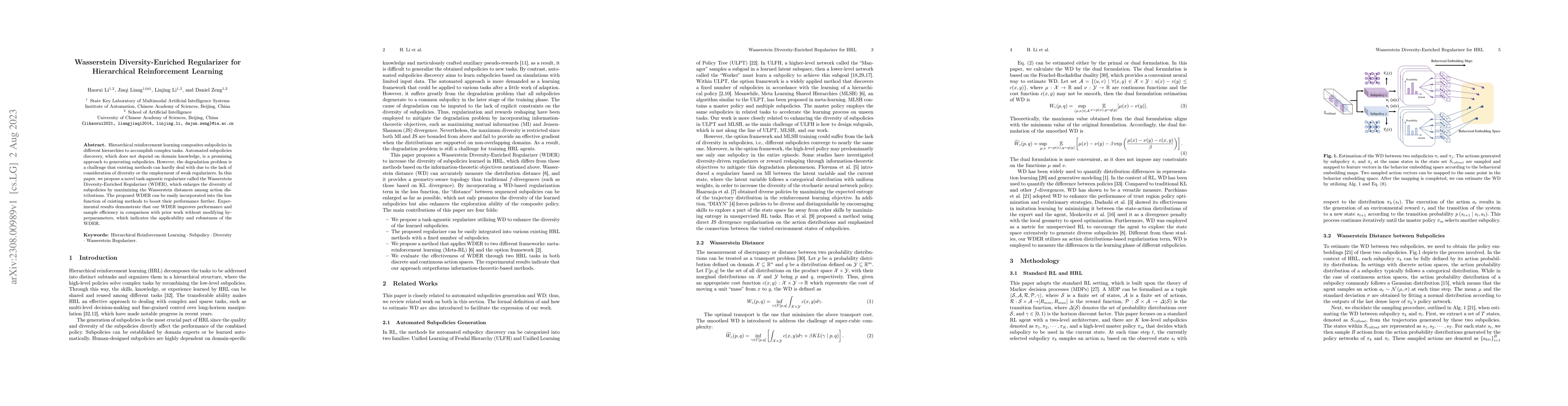 Thumbnail for Wasserstein Diversity-Enriched Regularizer for Hierarchical
  Reinforcement Learning