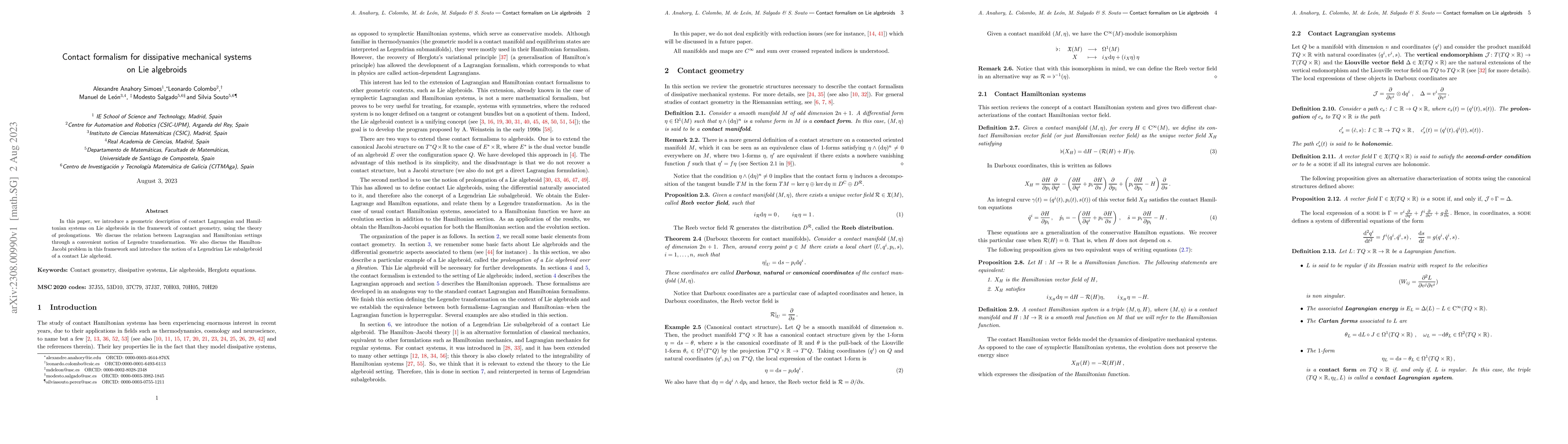 Thumbnail for Contact formalism for dissipative mechanical systems on Lie algebroids