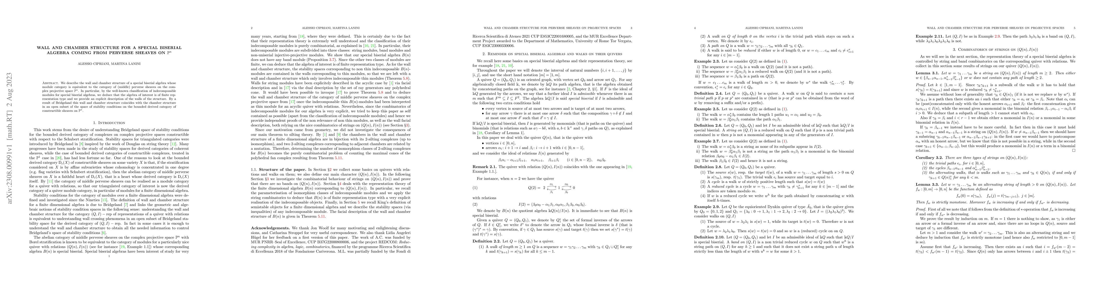 Thumbnail for Wall And Chamber Structure For A Special Biserial Algebra Coming From
  Perverse Sheaves on $\mathbb{P}^n$