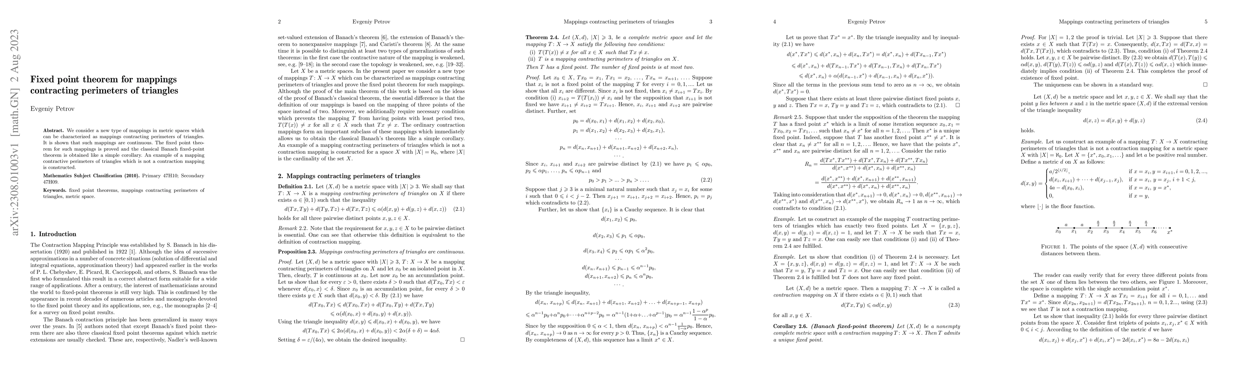 Thumbnail for Fixed point theorem for mappings contracting perimeters of triangles