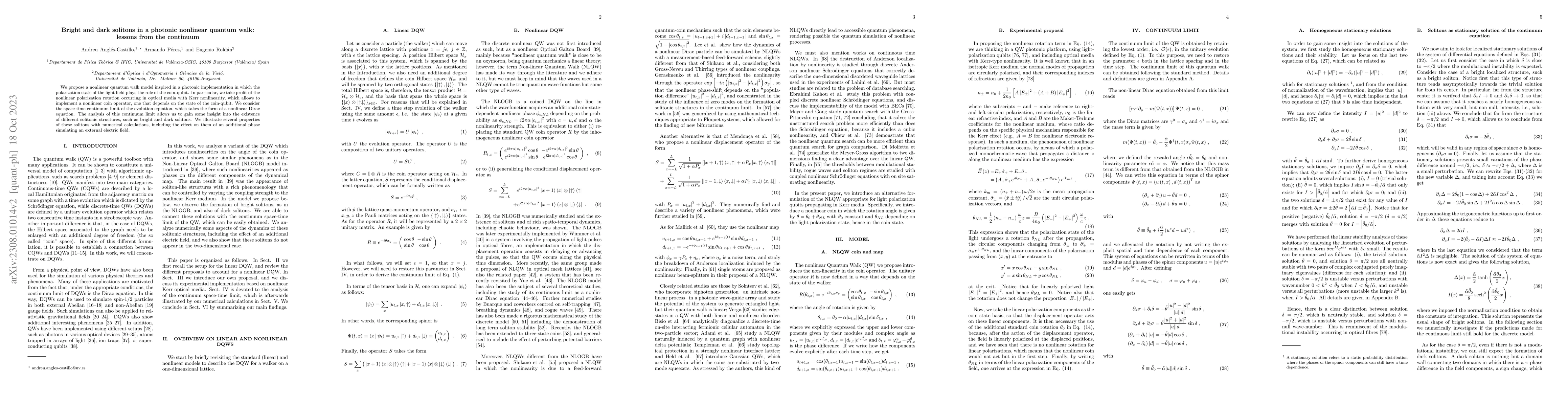 Thumbnail for Solitons in a photonic nonlinear quantum walk: lessons from the
  continuum