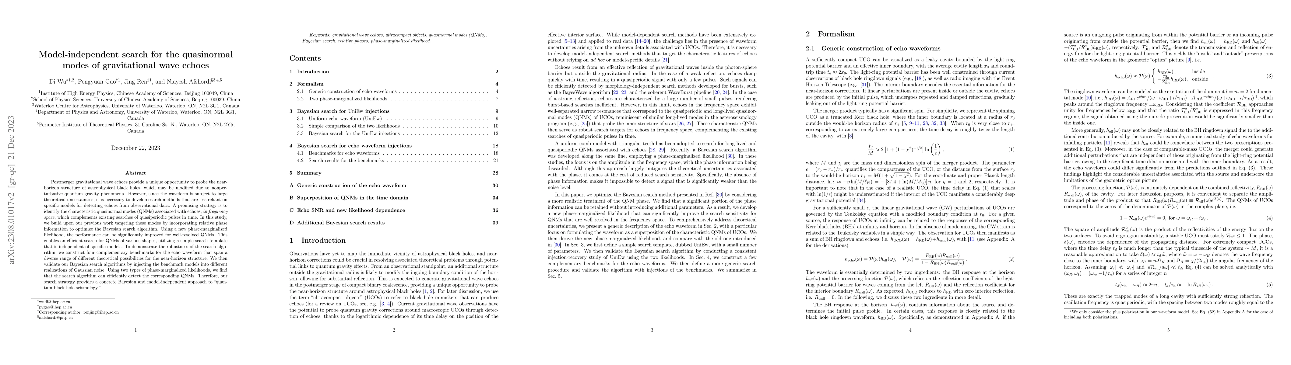 Thumbnail for Model-independent search for the quasinormal modes of gravitational wave
  echoes