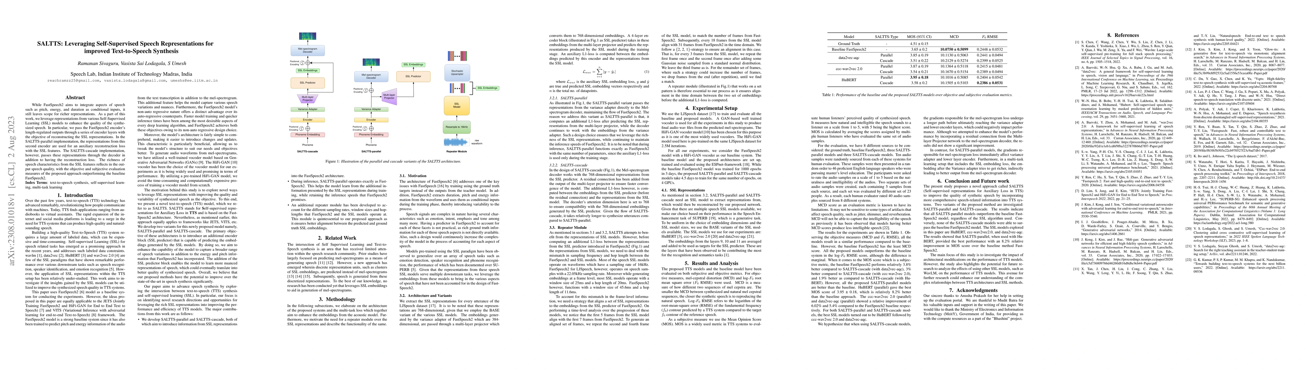 Thumbnail for SALTTS: Leveraging Self-Supervised Speech Representations for improved
  Text-to-Speech Synthesis