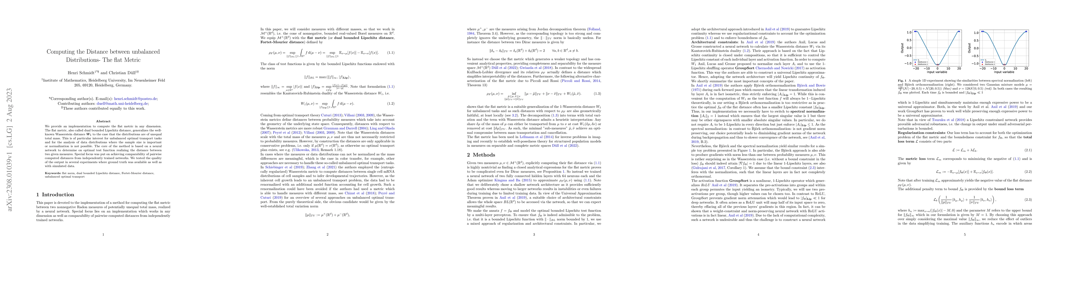 Thumbnail for Computing the Distance between unbalanced Distributions -- The flat
  Metric