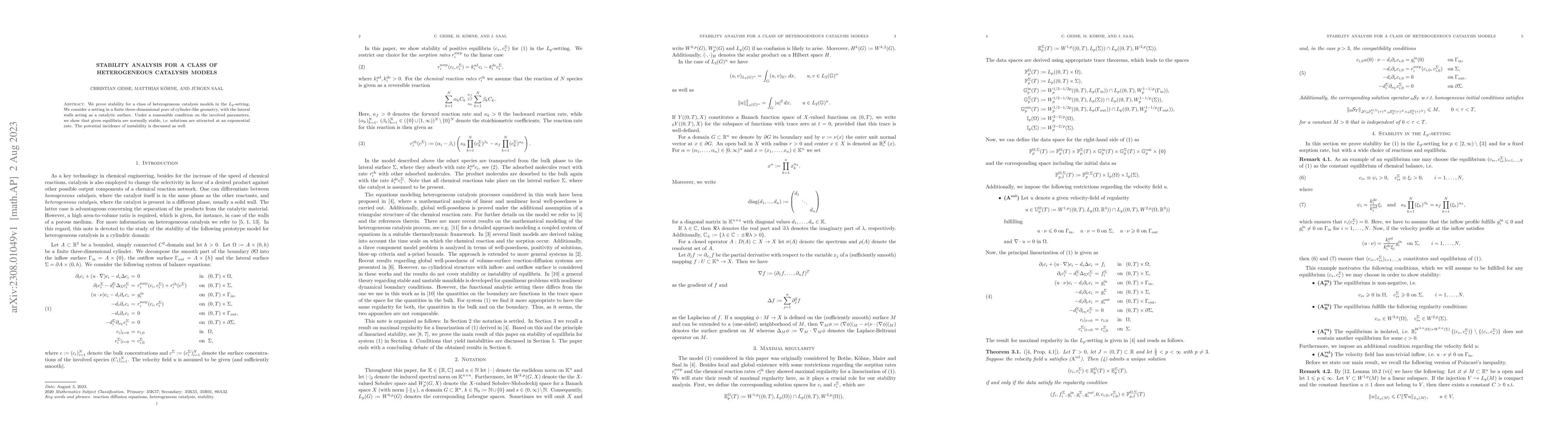 Thumbnail for Stability Analysis for a Class of Heterogeneous Catalysis Models