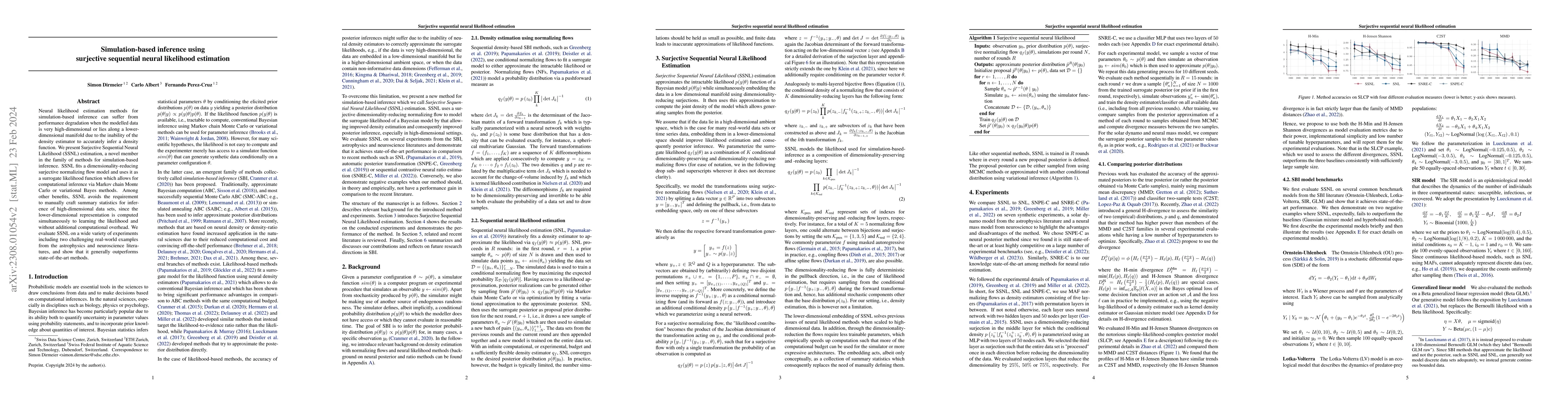 Thumbnail for Simulation-based inference using surjective sequential neural likelihood
  estimation