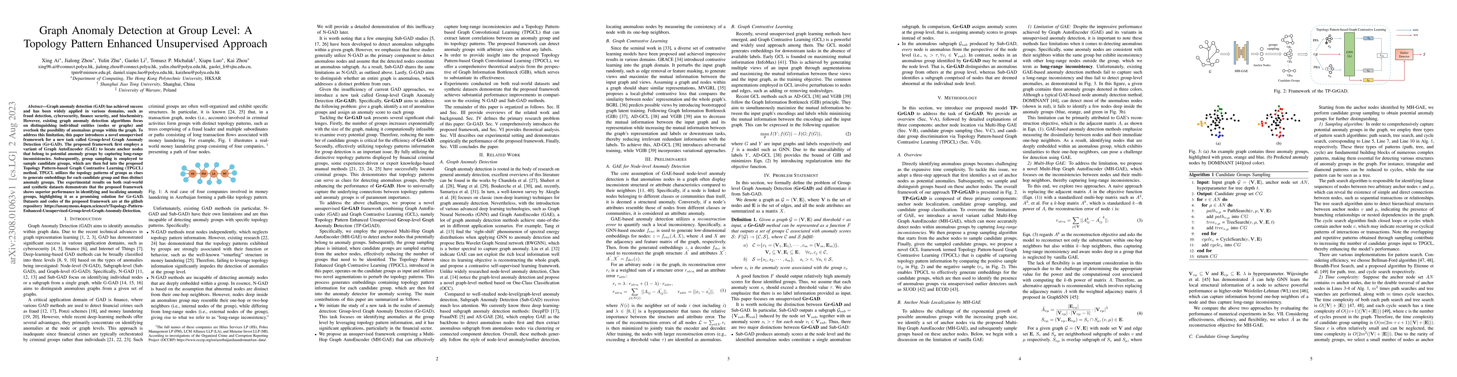 Thumbnail for Graph Anomaly Detection at Group Level: A Topology Pattern Enhanced
  Unsupervised Approach