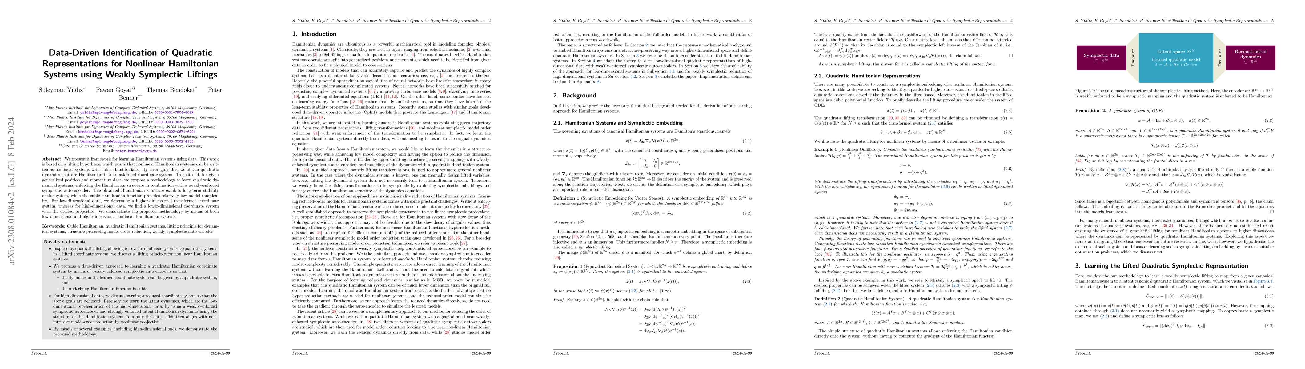 Thumbnail for Data-Driven Identification of Quadratic Representations for Nonlinear
  Hamiltonian Systems using Weakly Symplectic Liftings