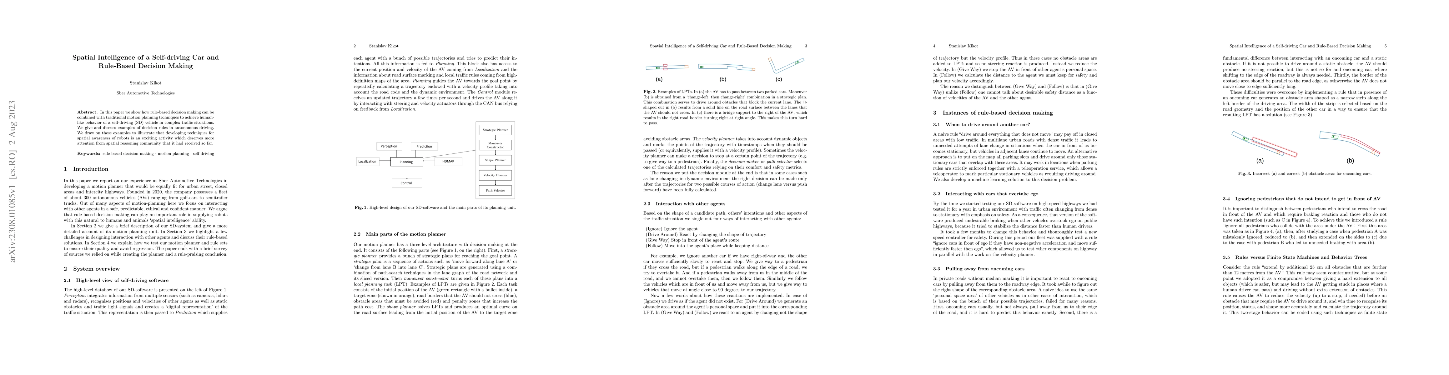 Thumbnail for Spatial Intelligence of a Self-driving Car and Rule-Based Decision
  Making