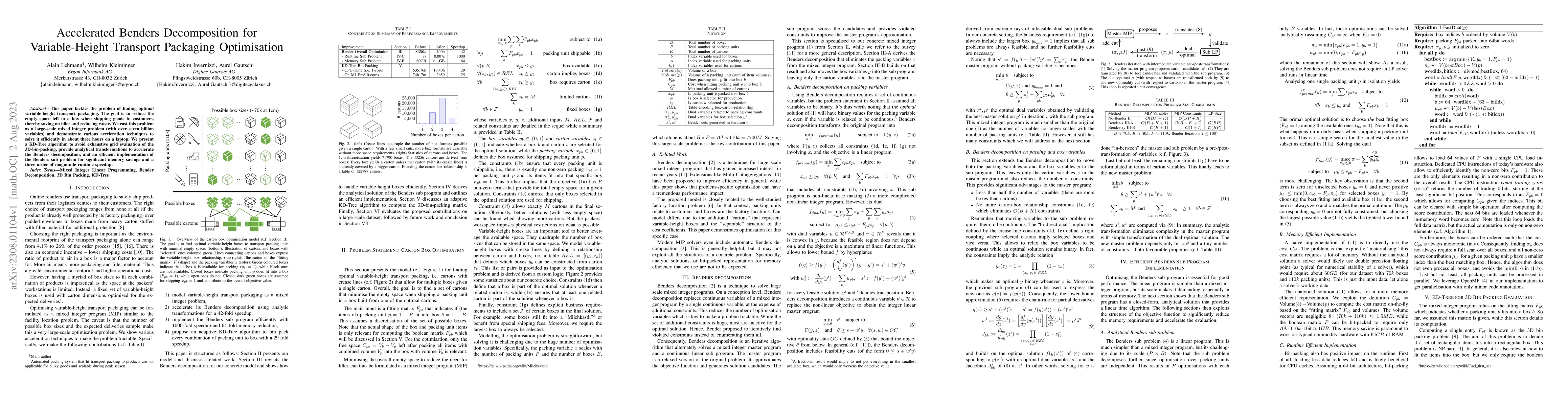 Thumbnail for Accelerated Benders Decomposition for Variable-Height Transport
  Packaging Optimisation