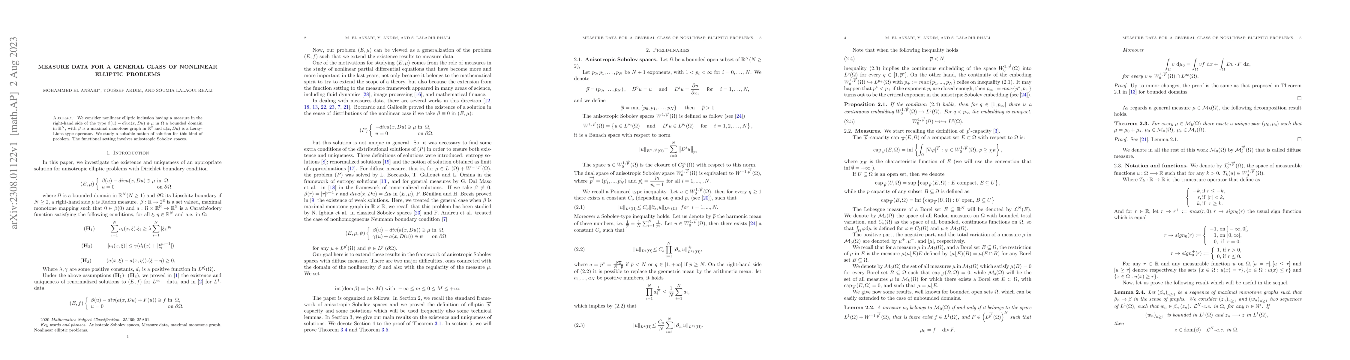 Thumbnail for Measure Data for a General Class of Nonlinear Elliptic Problems