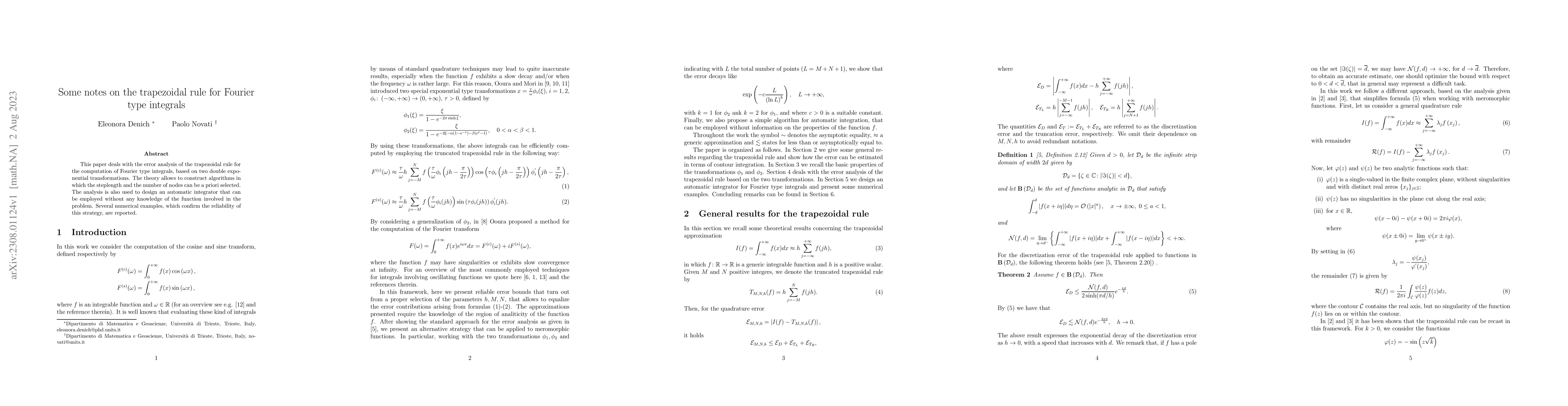 Thumbnail for Some notes on the trapezoidal rule for Fourier type integrals