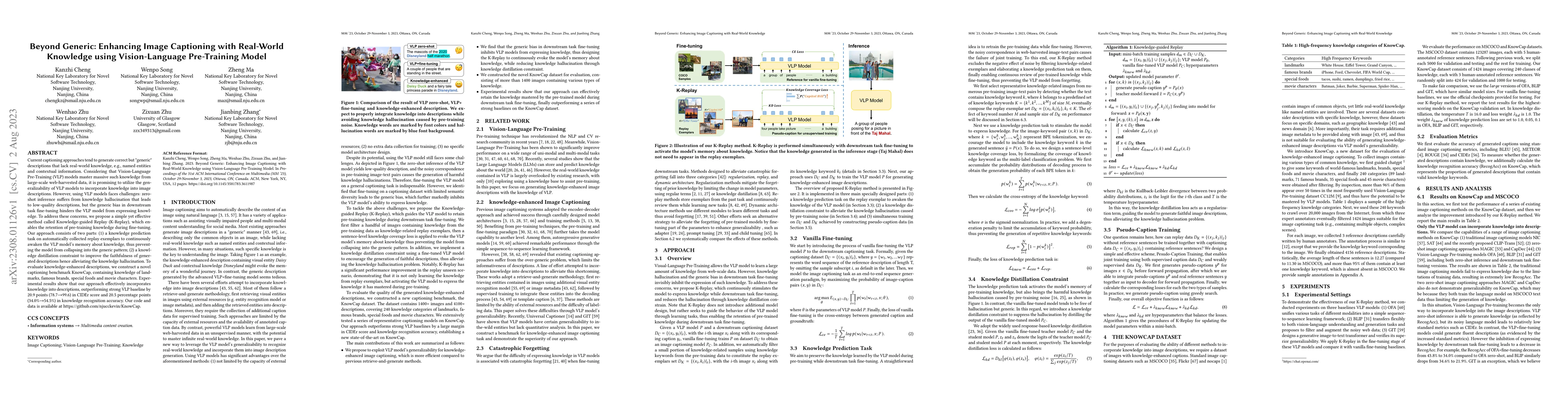 Thumbnail for Beyond Generic: Enhancing Image Captioning with Real-World Knowledge
  using Vision-Language Pre-Training Model