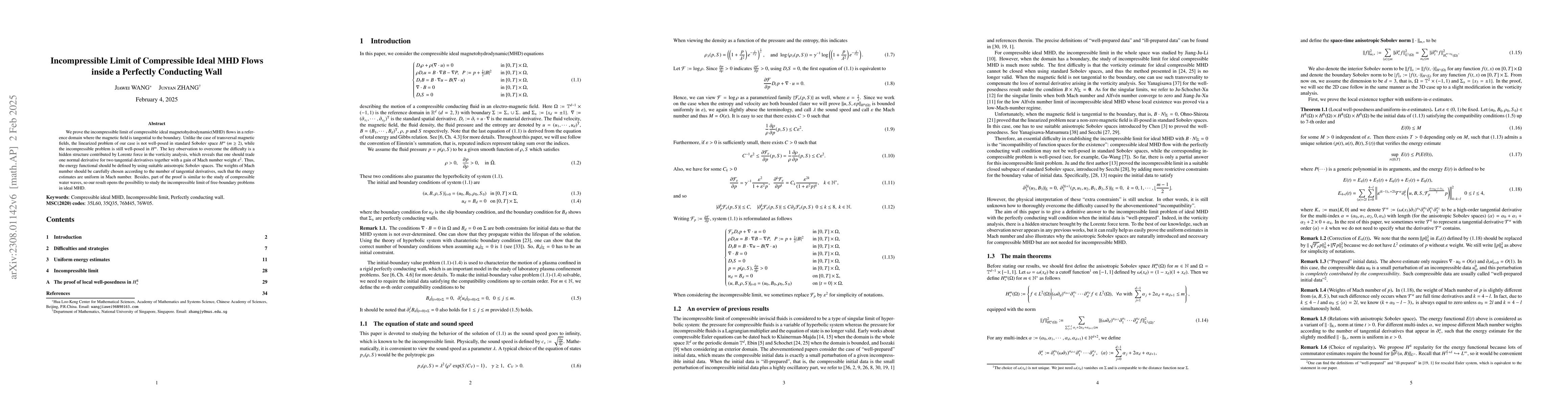 Thumbnail for Incompressible Limit of Compressible Ideal MHD Flows inside a Perfectly
  Conducting Wall