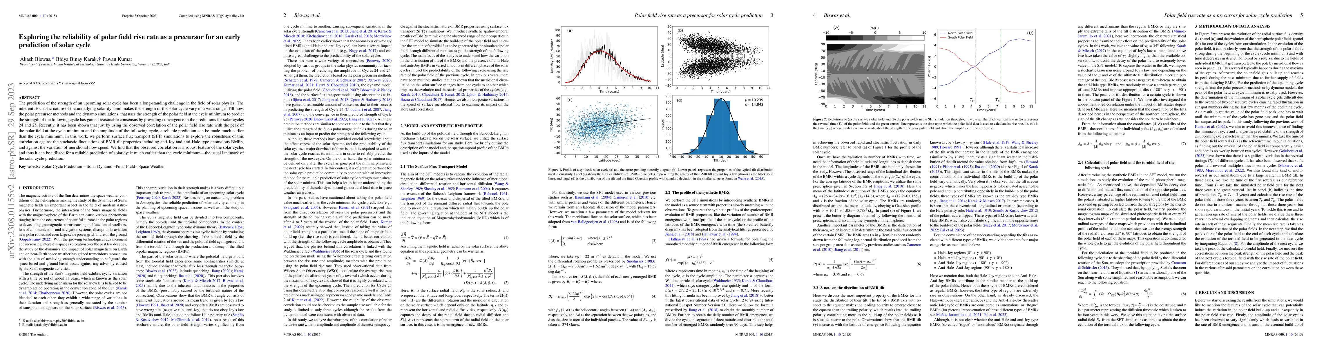 Thumbnail for Exploring the reliability of polar field rise rate as a precursor for an
  early prediction of solar cycle