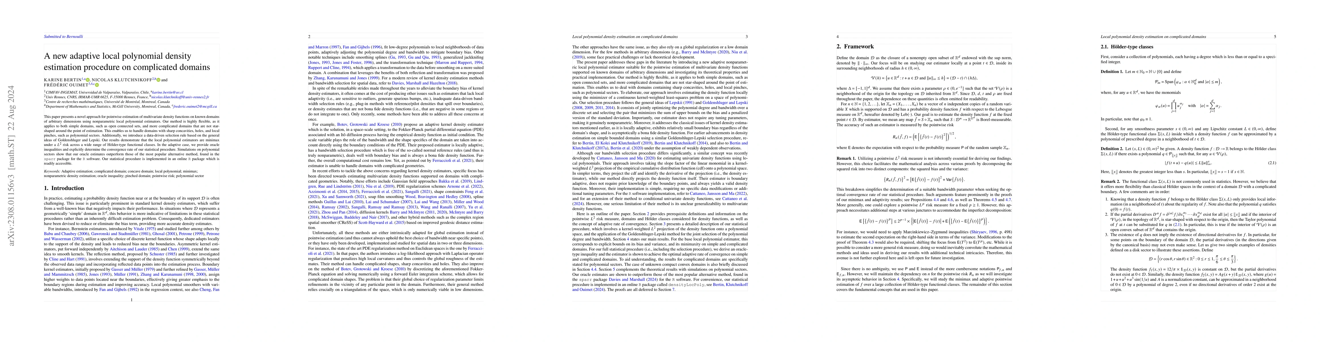 Thumbnail for A new adaptive local polynomial density estimation procedure on
  complicated domains