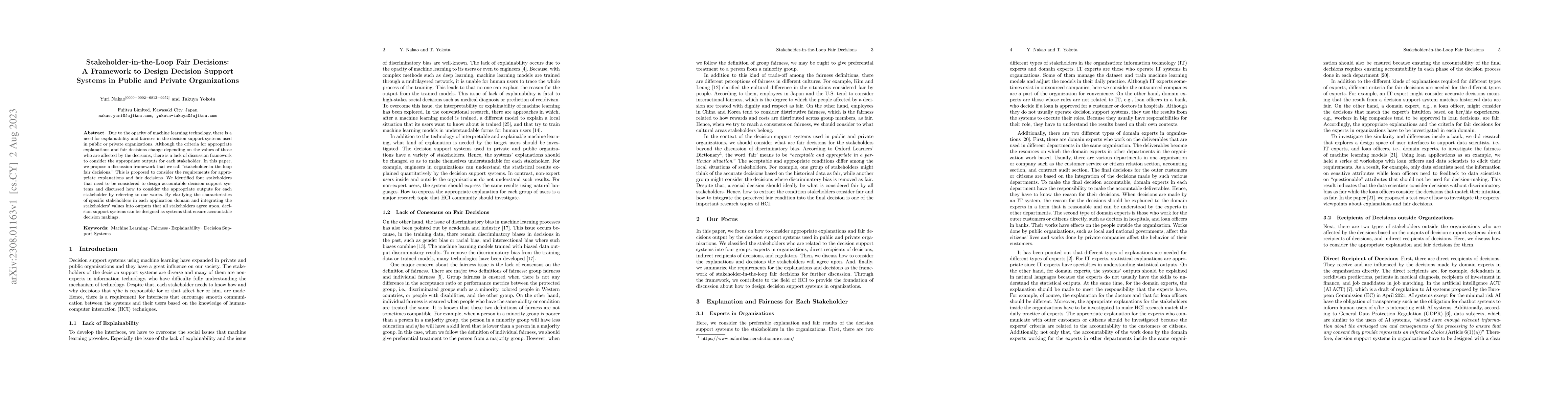 Thumbnail for Stakeholder-in-the-Loop Fair Decisions: A Framework to Design Decision
  Support Systems in Public and Private Organizations