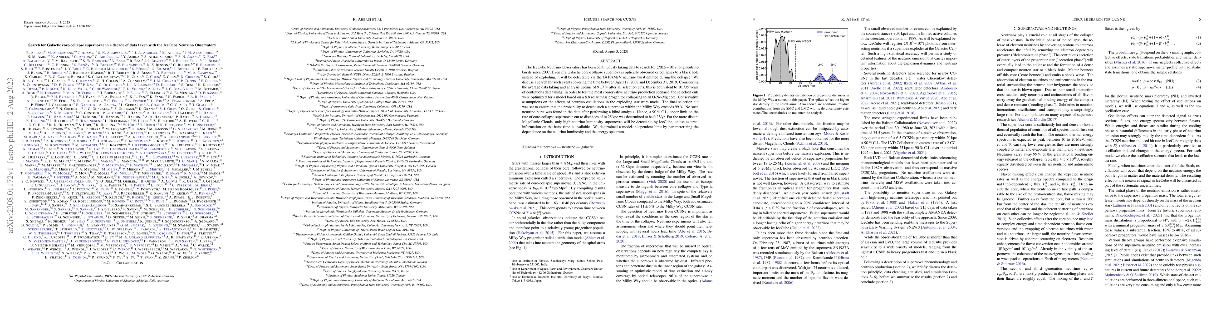 Thumbnail for Search for Galactic core-collapse supernovae in a decade of data taken
  with the IceCube Neutrino Observatory